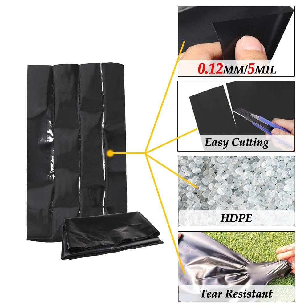 Memb impermeable flexible de 0,12 mm para estanques de fuentes de peces koi, disponible en 2 x 9 m, 4 x 10 m, 7 x 7 m, 9 x 15 m, color negro (3 x 5 m opcional)