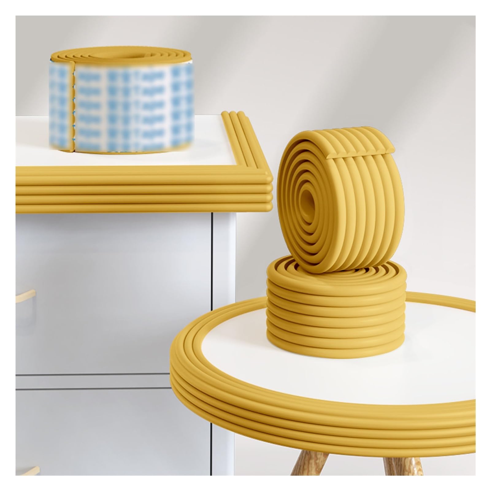 YNBSHGAA Foam edge protectors, Pre-Taped Edge Corner Protector, Protective Foam Cushion Strip Stair Cabinet Sharp Table,Woody-5pcs