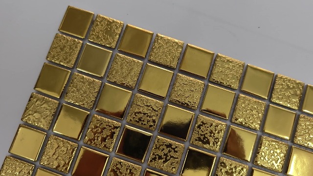 Hominter Gold Mosaic Ceramic Tile Glossy Textured Porcelain