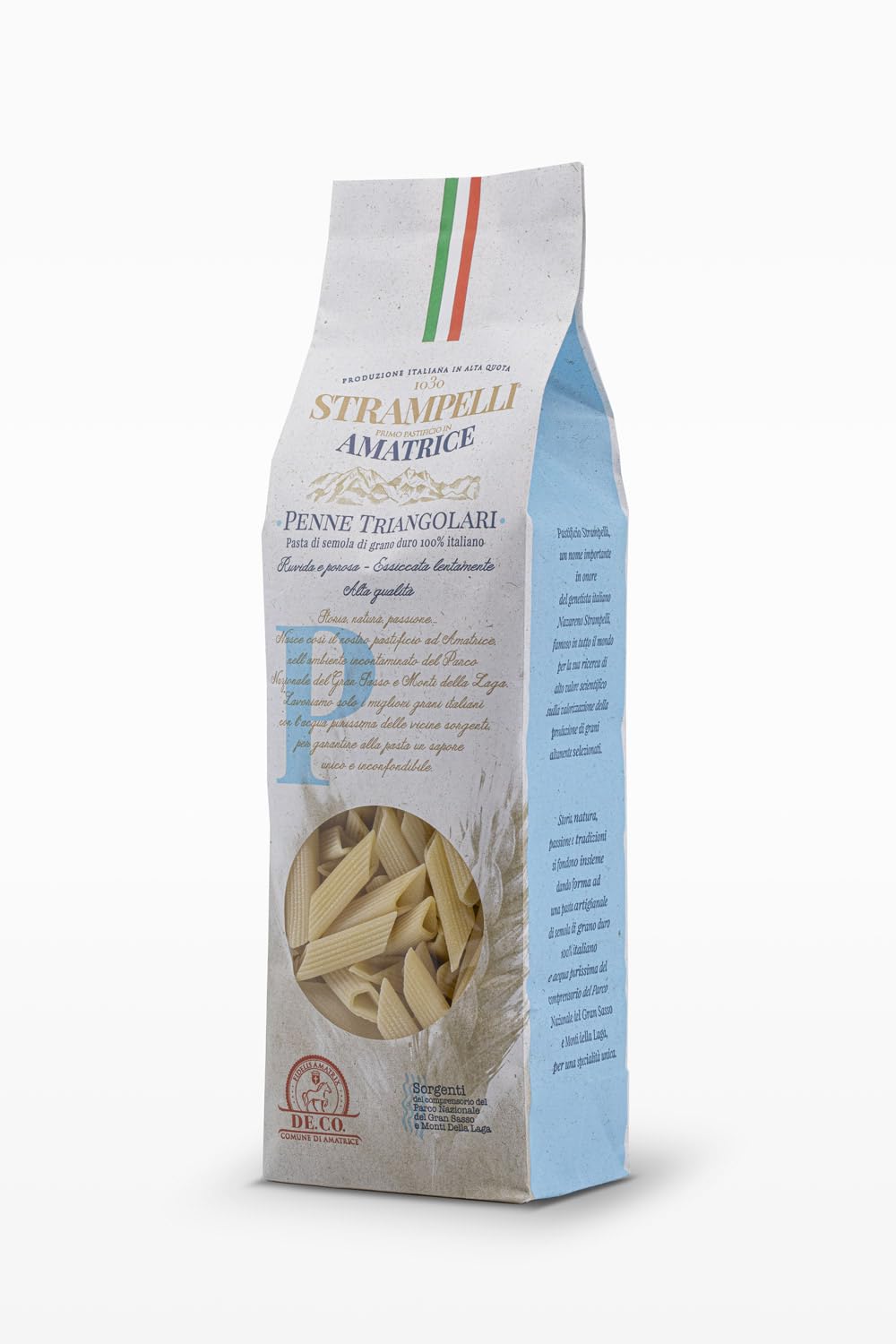 10 x 500 g - Penne Triangolari - Pasta di Grano Duro - Prodotto Tipico Italiano - Prodotto nel Lazio - Pacco da 500 g - Strampelli