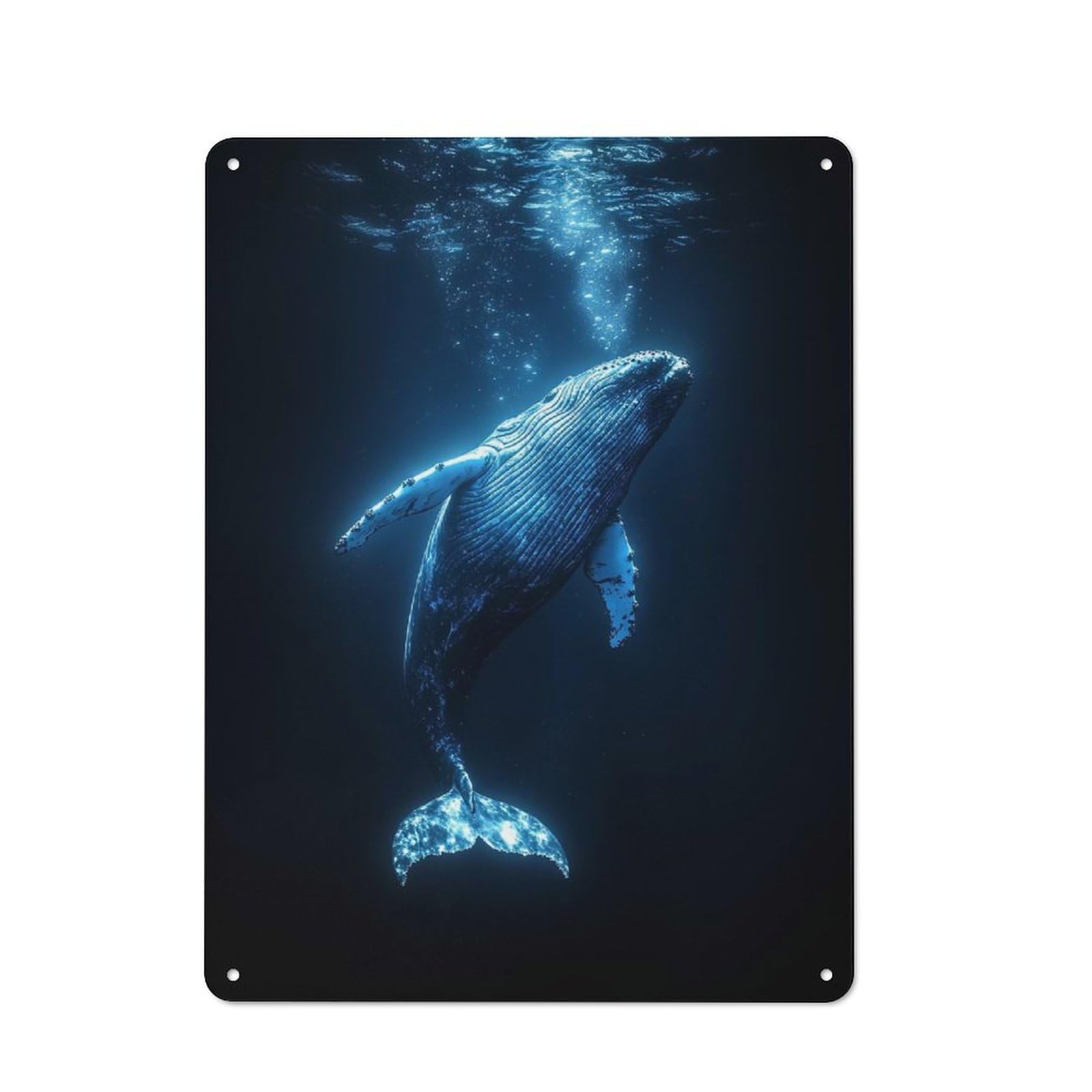 Junmoney Humpback Whale Underwater Rustic Metal Plaque 40X30cm For Studio Or Craft Room, Suited To Craft Room Decorators