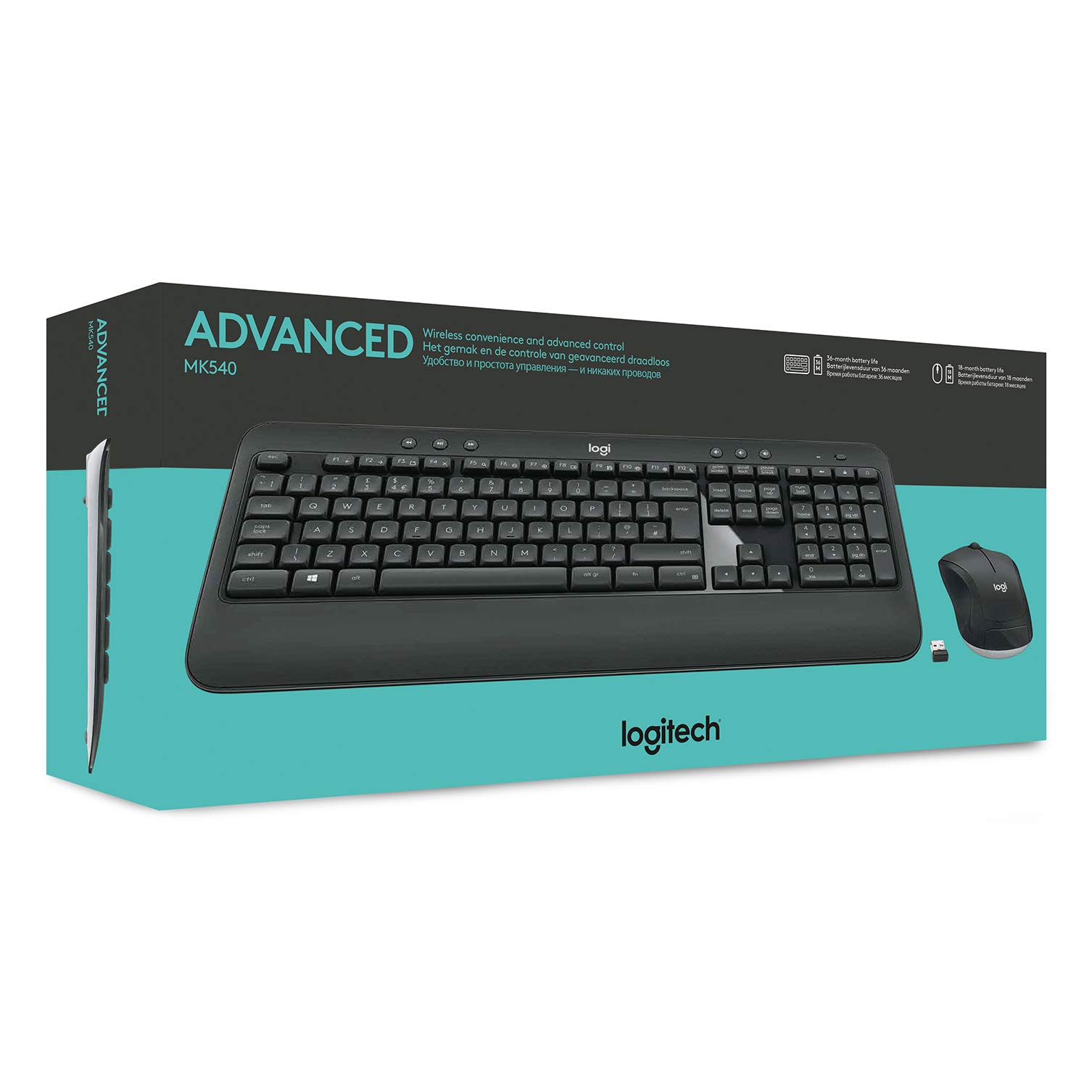 Logitech MK540 Advanced Bezprzewodowy Zestaw Klawiatura i Mysz | Systemu Windows, QWERTY układ hiszpański - Czarny