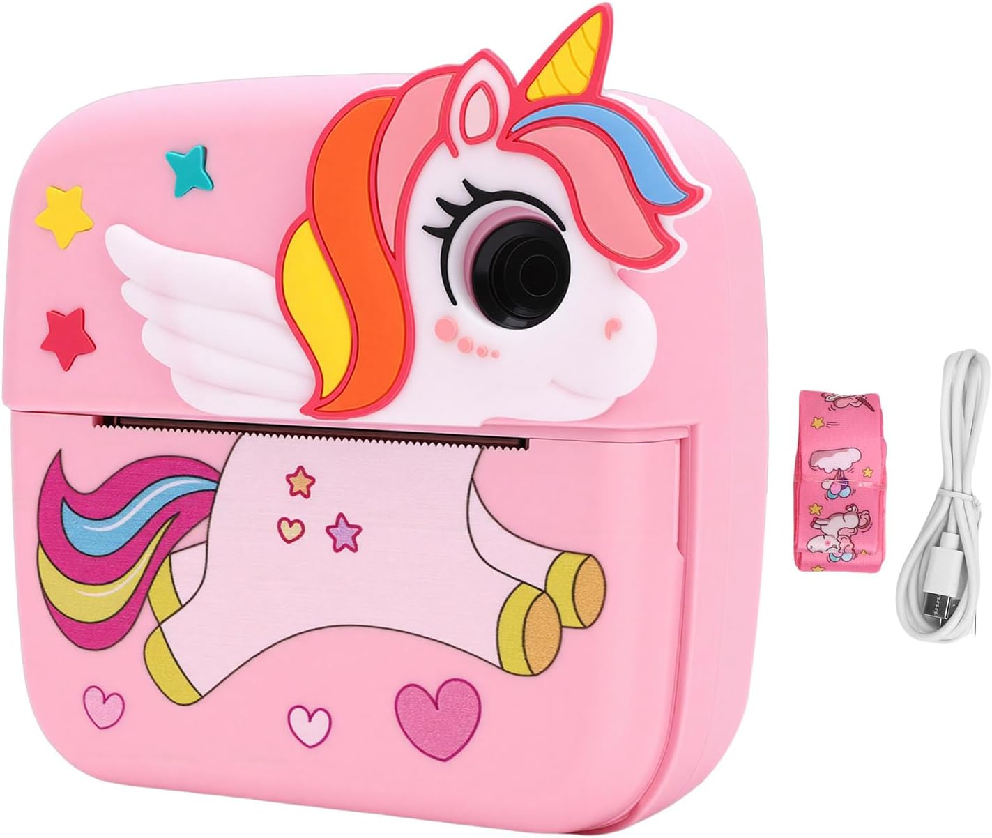 Instant Print Camera for Kids, 24MP Photo 1080P Video Recording with 2.4 Inch Color Screen and Built in MP3 Player (Pink)