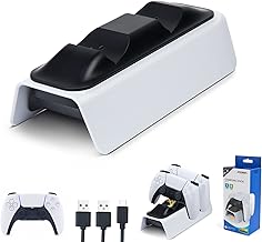 PS5 Controller Charger Station, PS5 Charging Station With Led Indicator, High Speed, Fast Charging Dock For Sony Dualsense Controller, White And Black