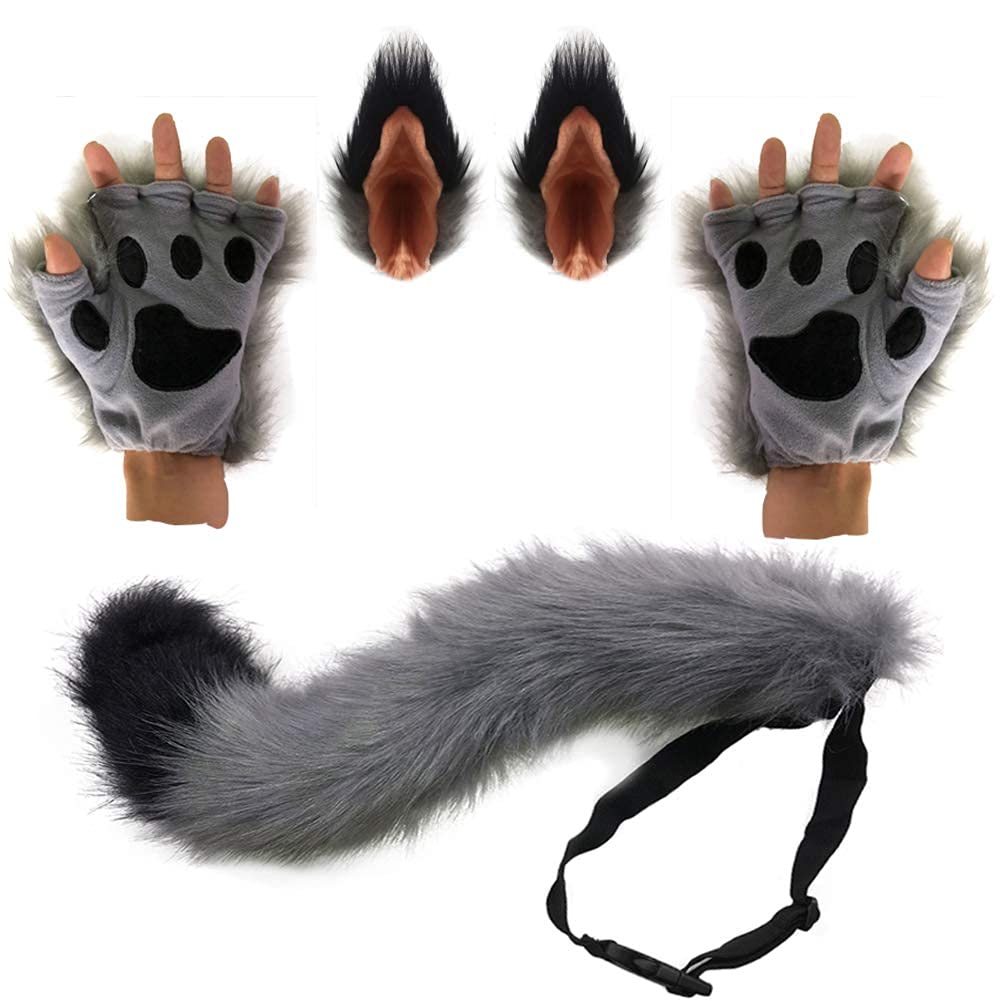 Queue De Loup En Fausse Fourrure Avec Ceinture - 68 Cm - Noir - Déguisement Halloween Adulte/enfant