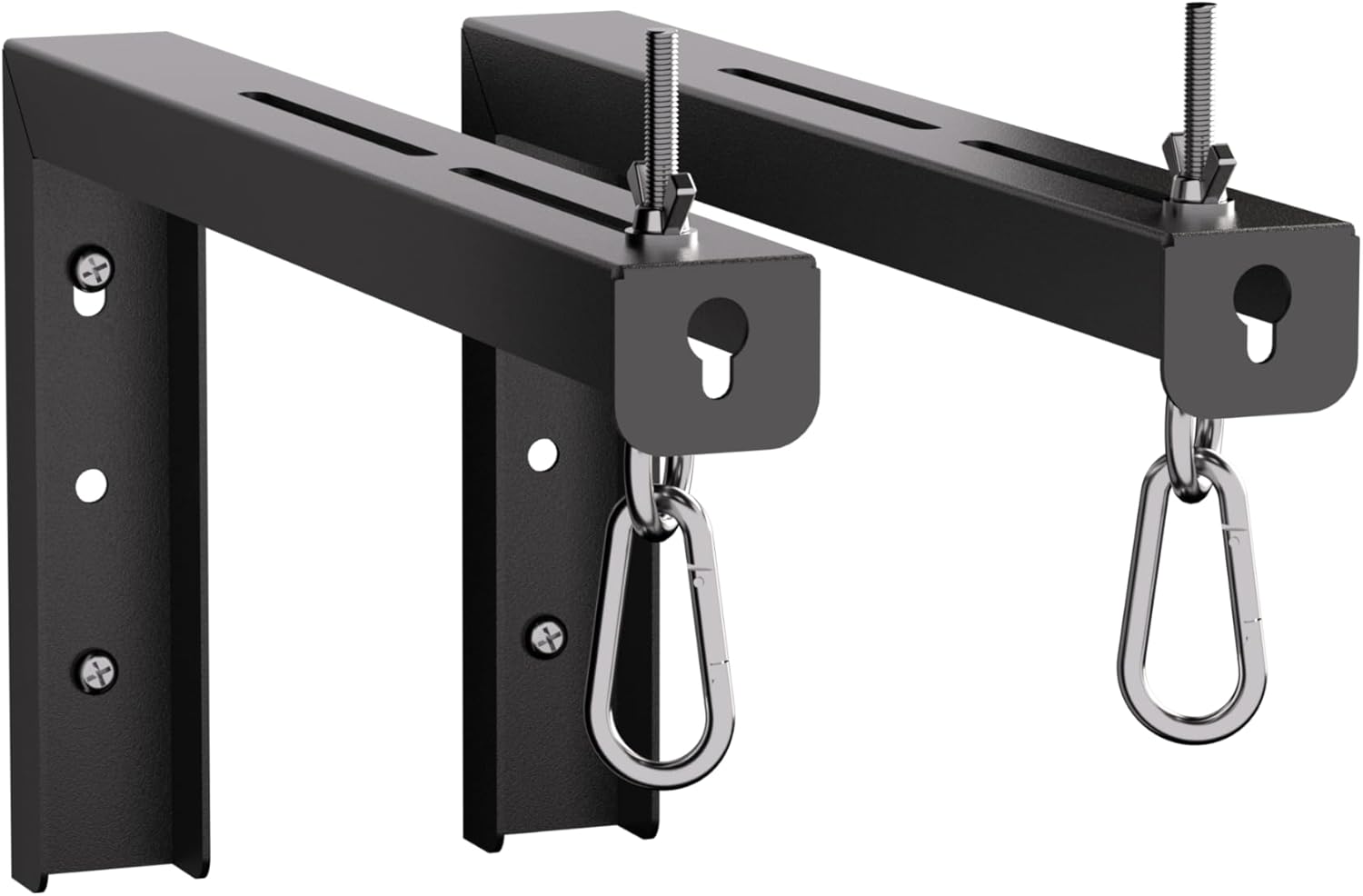 suptek Universal Projector Screen Wall Mount L-Brackets Wall Hanging Mount 12 inch Adjustable Extension Mounting Hooks for Projection Screen up to 80 lbs, PRL002B, Black (1 Pair)