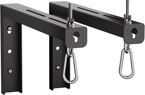 suptek Universal Projector Screen Wall Mount L-Brackets Wall Hanging Mount 12 inch Adjustable Extension Mounting Hooks for Projection Screen up to 80 lbs, PRL002B, Black (1 Pair)