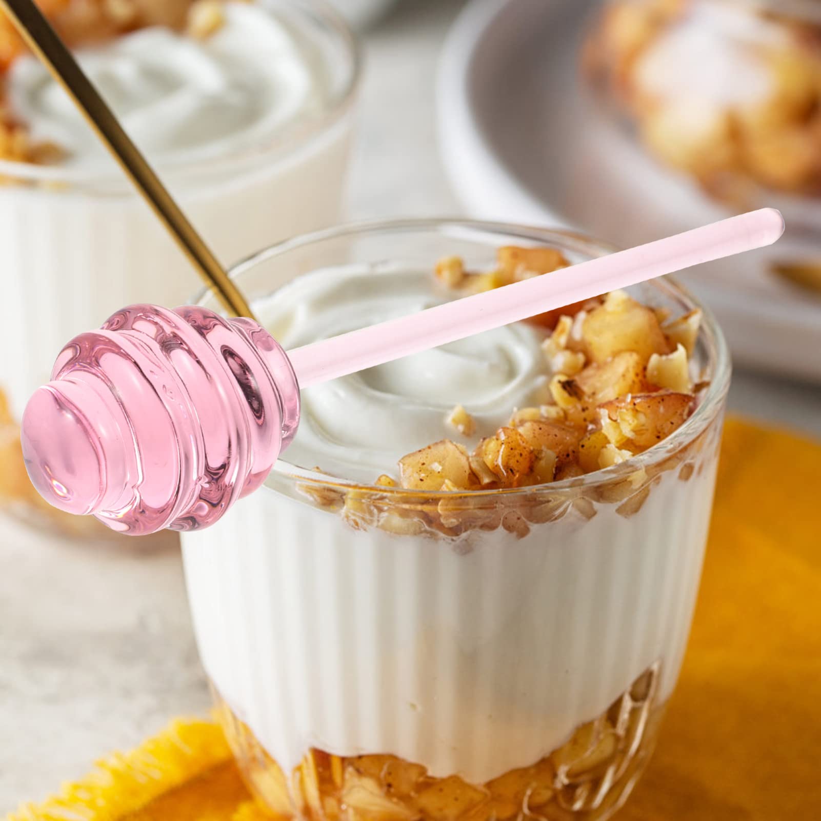 CALLARON Honey Stirrer Honey Stirring Rods Honey Scoop Portable Honey Stirring Spoons Honey Stick Stirrer Honey Mixing Spoon Honey Comb Wand Honey Dropper Glass To Bake Stirring Accessories