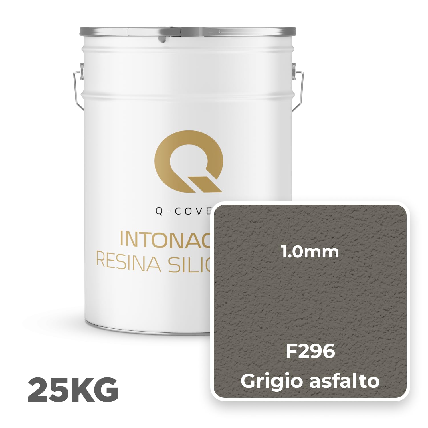 Intonaco a resina siliconica 25 KG 1 mm Grigio asfalto | Intonaco siliconico per facciate | Rivestimento strutturale pronto all’uso | Esterni, pareti e soffitti