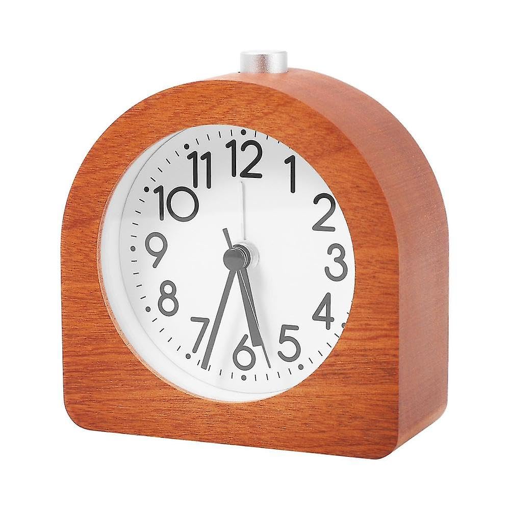 JOYHAPPST Alarm Clock Without Ticking Retro Wooden Alarm Clock With Dial Alarm Light Quiet Table Clock With S