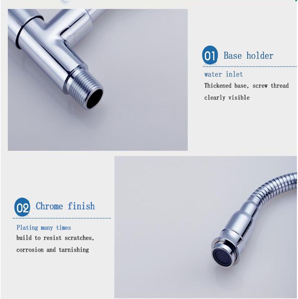 Inchant Wall Mount Cold Water Kitchen Faucet Chrome Finish Brass Body Cookroom Tap 360 Degree Swivel Pull Down Swivel Faucet - Image 3