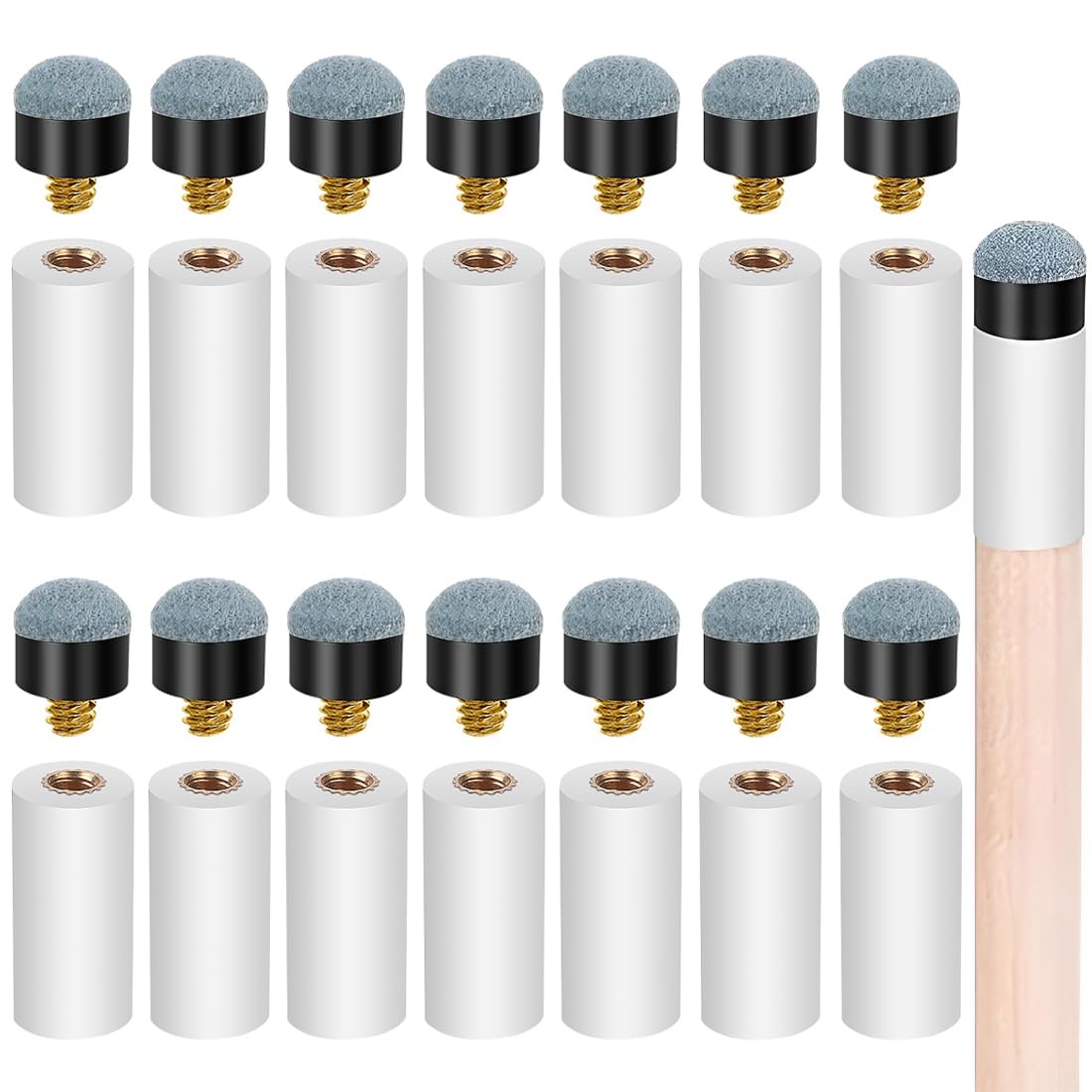 15 Pcs Punte di Ricambio per Stecche da Biliardo,Applicabile per Stecca da Biliardo,Accessori Biliardo,Facili da Installare