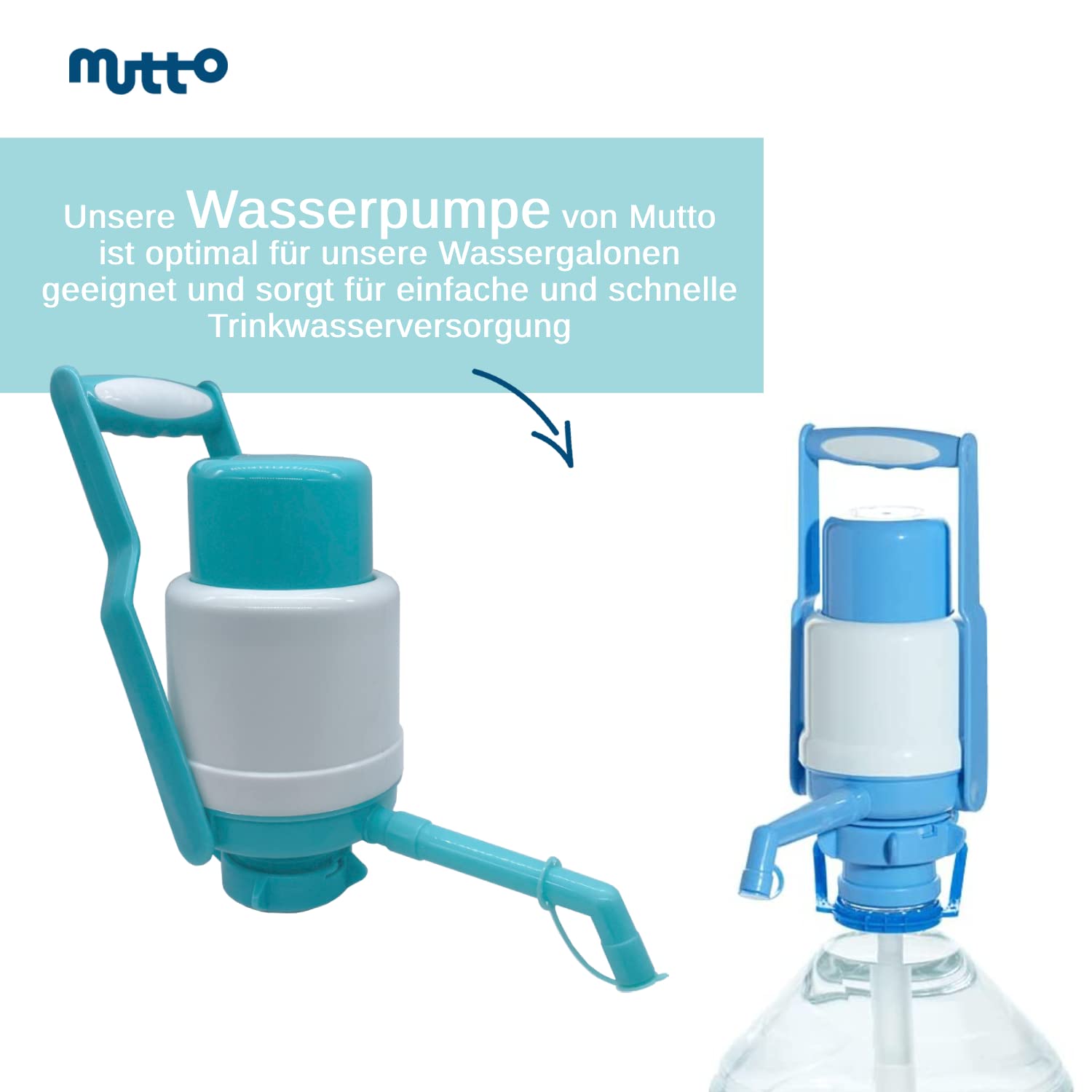 Mutto Premium Quellwasser Wassergallone 19 Liter frisch abgefüllt mit HANDPUMPE