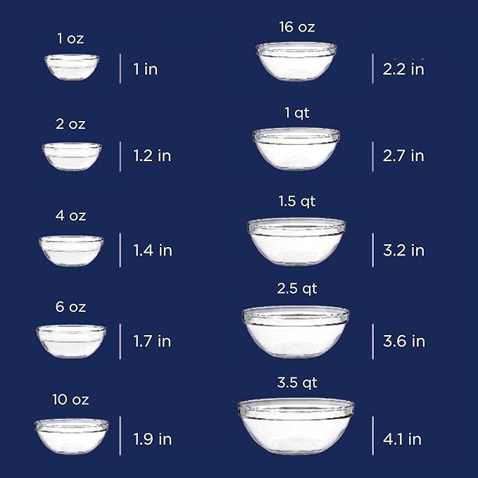 Set de 10 tazones de vidrio Anchor Hocking miniatura 3
