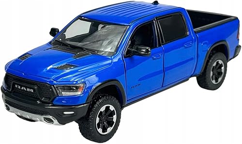 Motormax 2019 RAM Rebel 1500 Crew Cab Pickup Truck Azul Metálico American Classics Series 124-127 Modelo de coche fundido a troquel