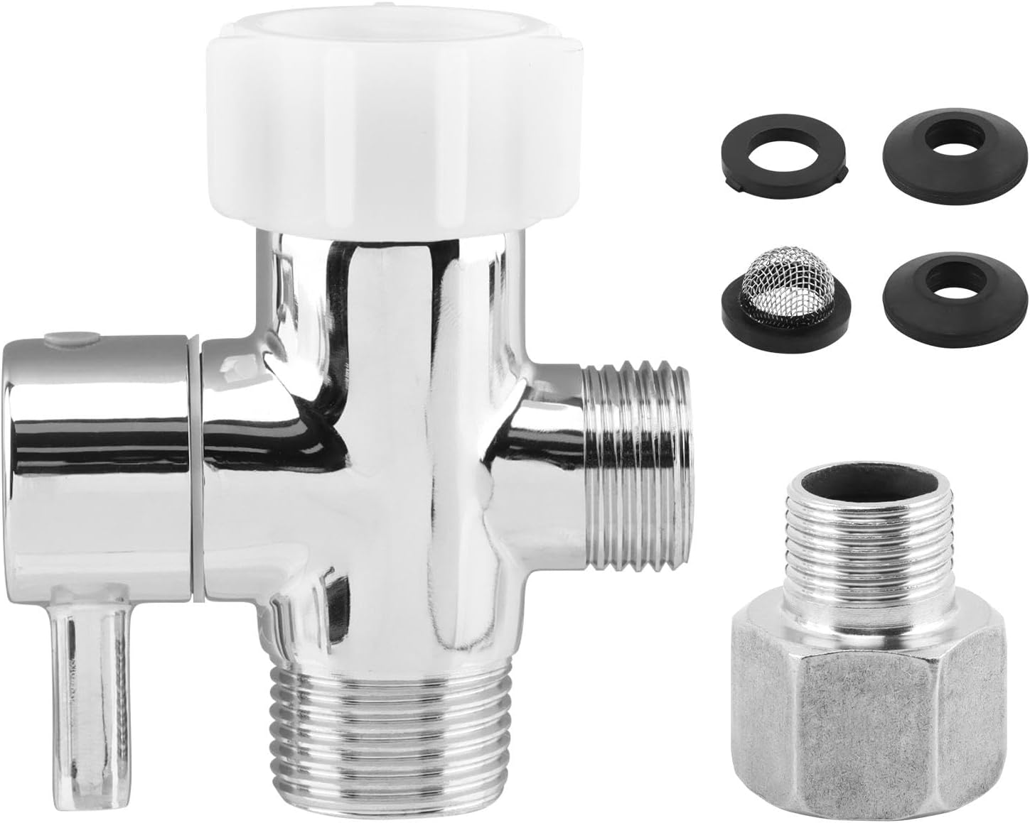 Bidet T Adapter with Shut off Valve,3 Way T Valve for Bidet 7/8'' X 7/8'' X 1/2'',Tee Connector Bidet Attachment for Toilet,T Adapter with Washers for Handheld Toilet