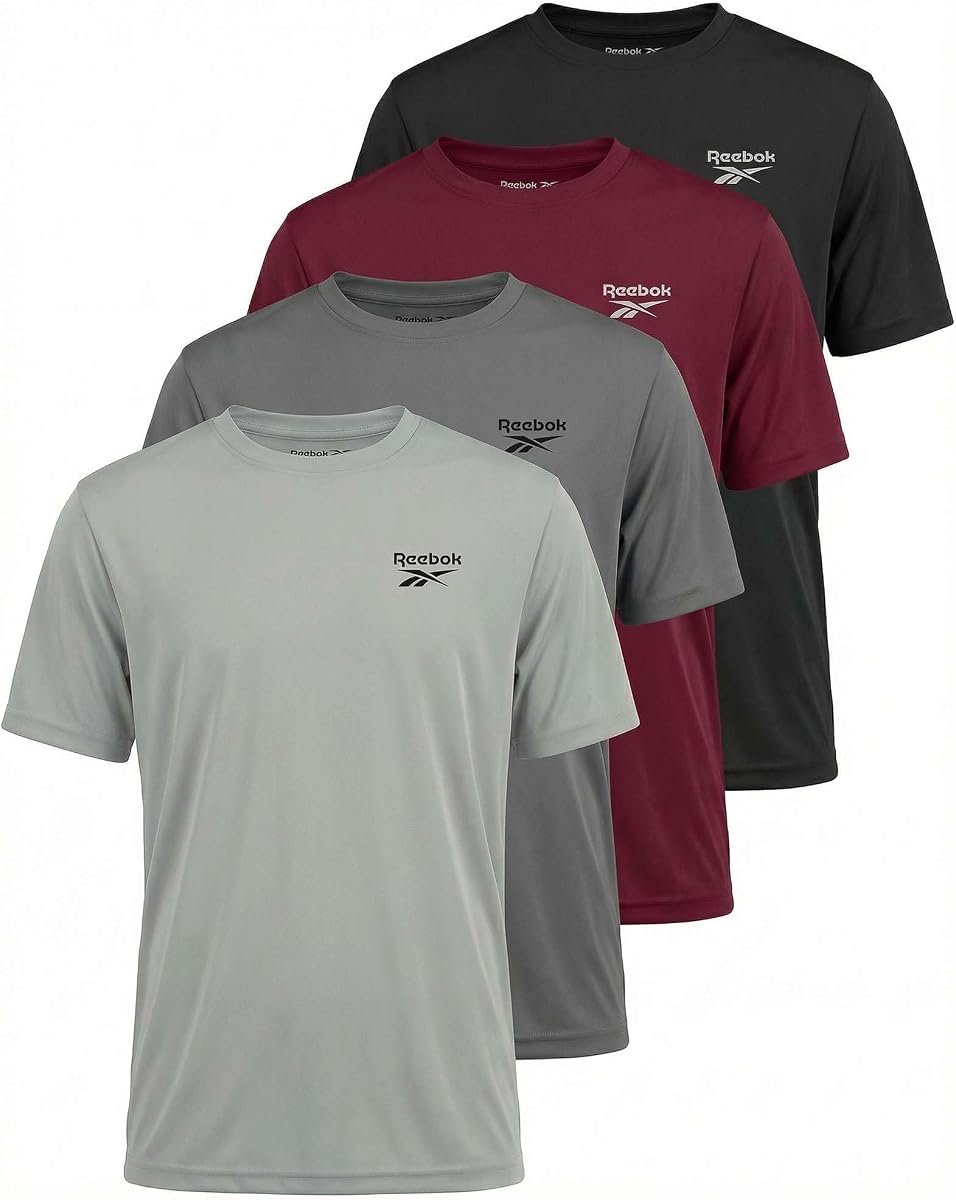 4 Pack Boys' Dry Fit T Shirts Athletic Running Sports Teens Kids Tshirts | Available In Sizes 6-18, Short Sleeve, Moisture Wicking, Crew, Gym, Soccer, Baseball, Basketball, Golf, Tees, Youth, Tops