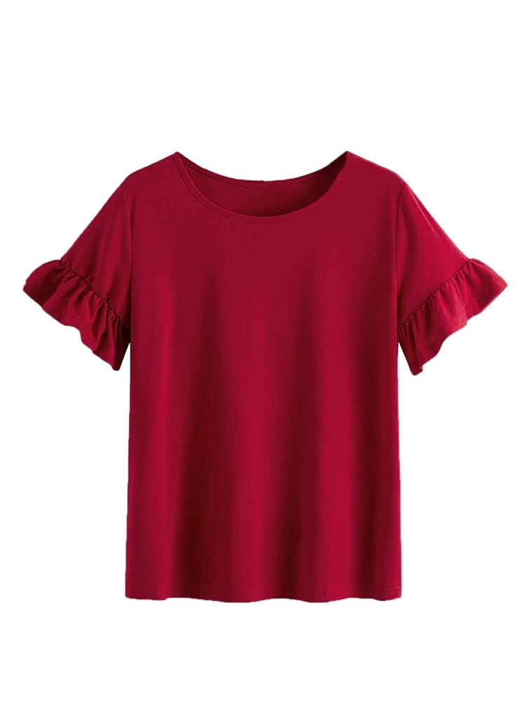 Voluminous Ruffled Short Shirt ブラック グレー Women Tops Ruffled V-Neck Shirt Sleeveless Tee Solid Color