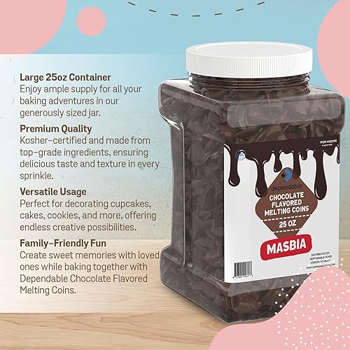 Miniatura 6 de Dependable Food Monedas de chocolate para derretir  Contenedor a granel de 25 onzas  Kosher, fácil de derretir, discos de chocolate suaves  Tarro