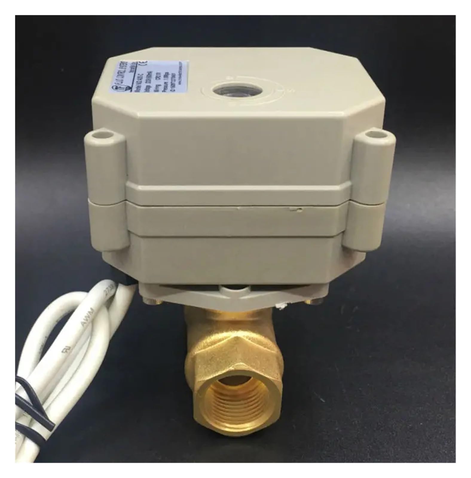 Válvula motorizada eléctrica de latón 2 vías, 1/4'', con Engranajes metálicos, indicador posición y señal retroalimentación, 12 V/24 V CC, IP67(Dc12-cr201,DN8 B/S/P Thread)