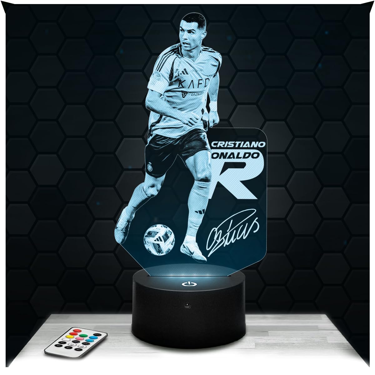 Lampephoto.fr - 3D Lamp Cristiano Ronaldo Football Sport CR7 Touch Led Night Light, 3D Hologram Effect, Christmas Birthday Gift Idea for Men Women, Bedroom Decoration Object