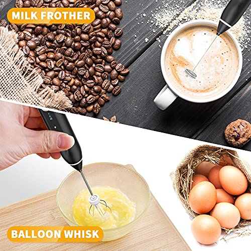 Elektrischer Milchaufschäumer 2 in 1 Handheld Milchaufschäumer mit Doppeltem Quirl, Eier Mixer USB Aufladbar, Milk… – Bild 3