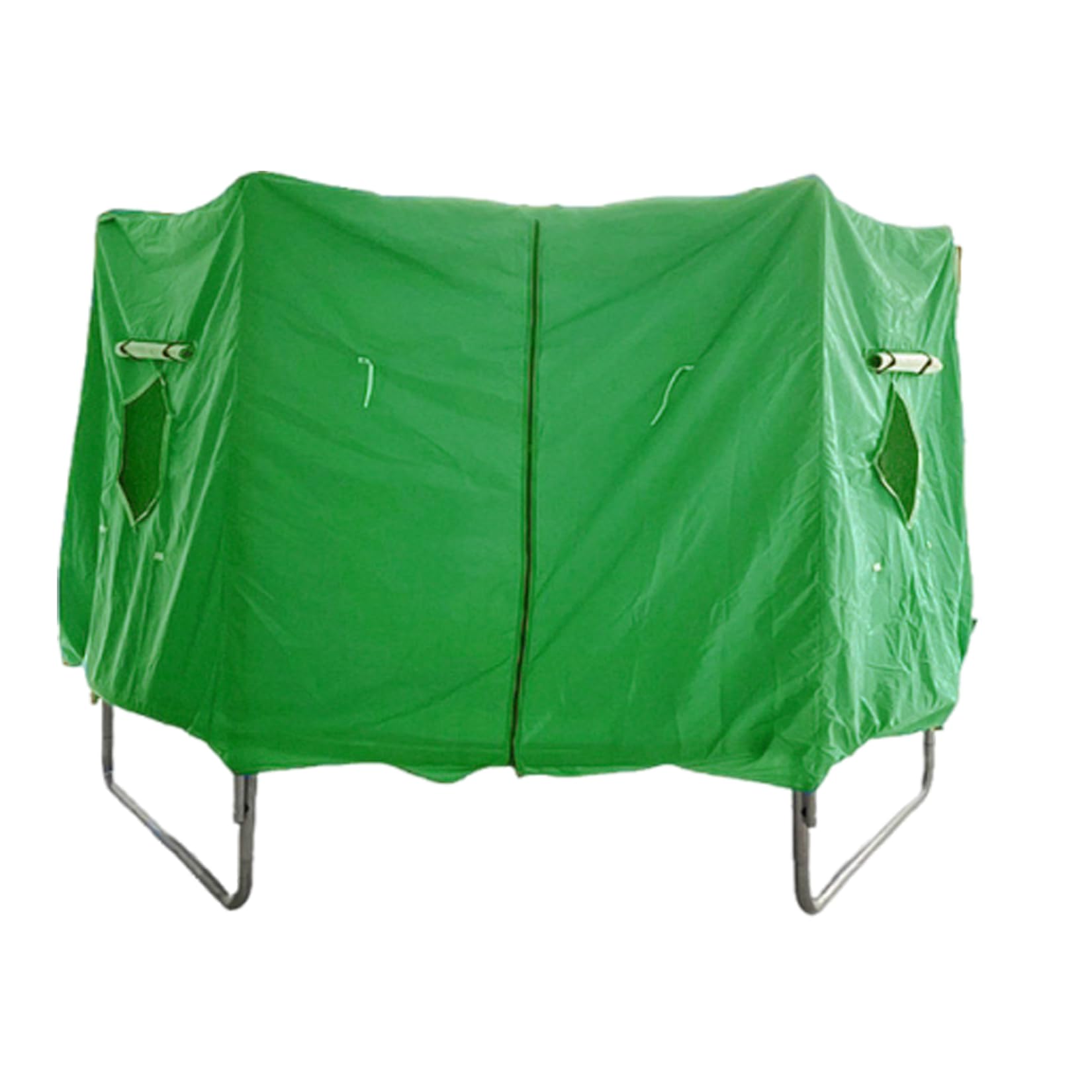 Trampoline Tent Shade Cover for Kids – Outdoor Waterproof Sunshade Canopy with UV Protection, Mesh Vent Windows & Zipper Door, Fits 6FT/8FT/10FT/12FT/14FT Round Trampolines (Green, 12FT–8 Poles)