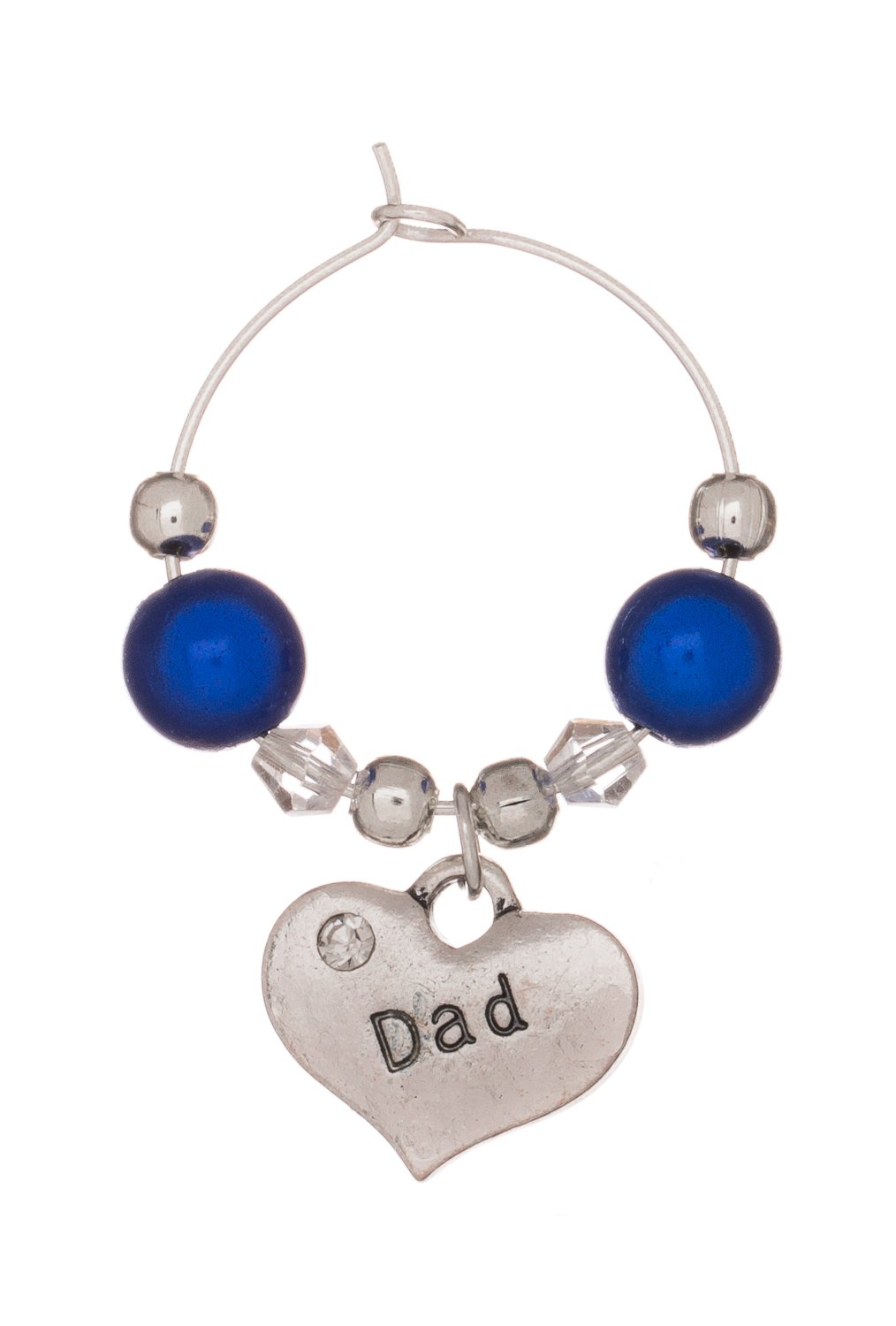 Libby's Market Place Silver Dad Wine Glass Charm On A Gift Card