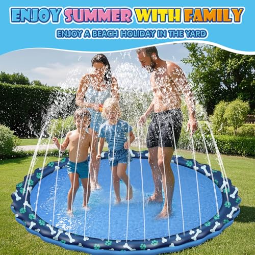 HaoVrisn Wasserspielzeug Kinder Outdoor, 170CM Wassersprinkler Kinder Outdoor, Hundepool, Splash Pad für Kind und Haustiere, Rutschfestem und Verdicktem PVC Boden (170CM)