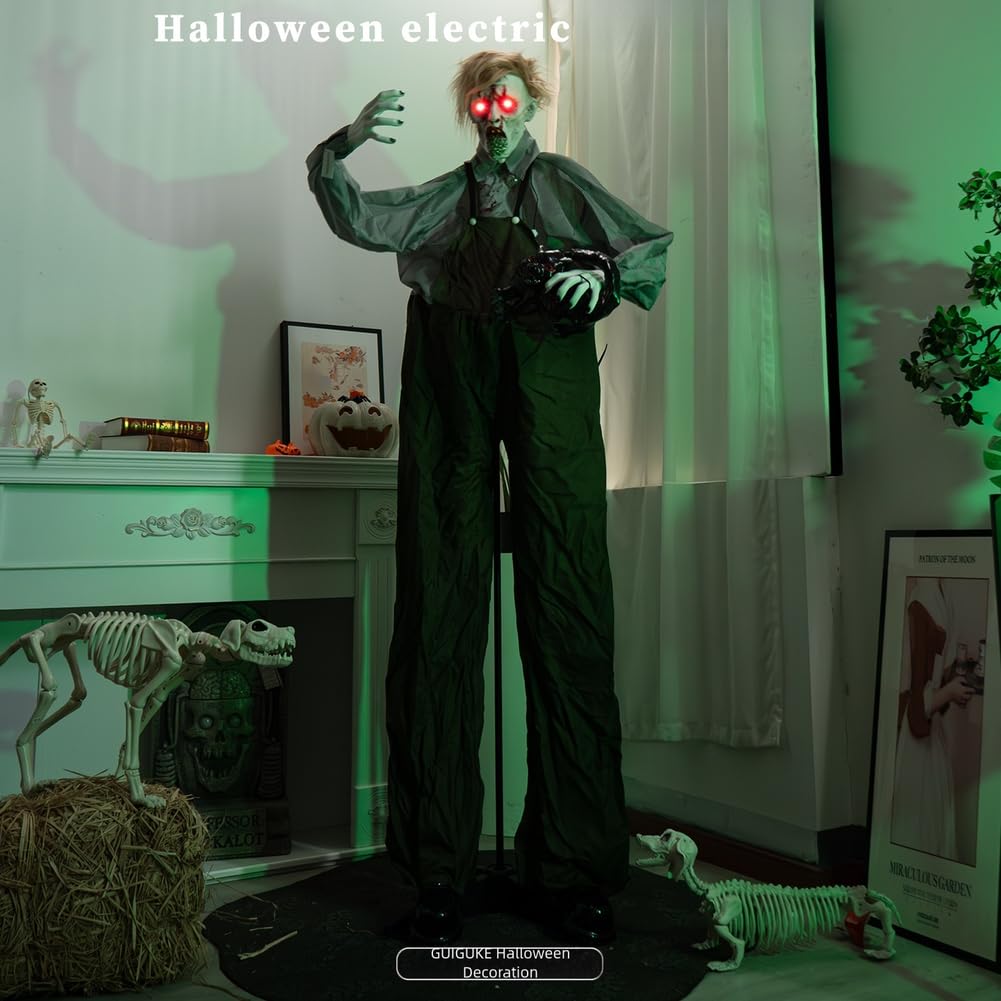 Halloween 190 Cm Tuta Animata Zombie Con Gatto Outdoor Elettrico Decor Halloween Decor Halloween Tovaglia