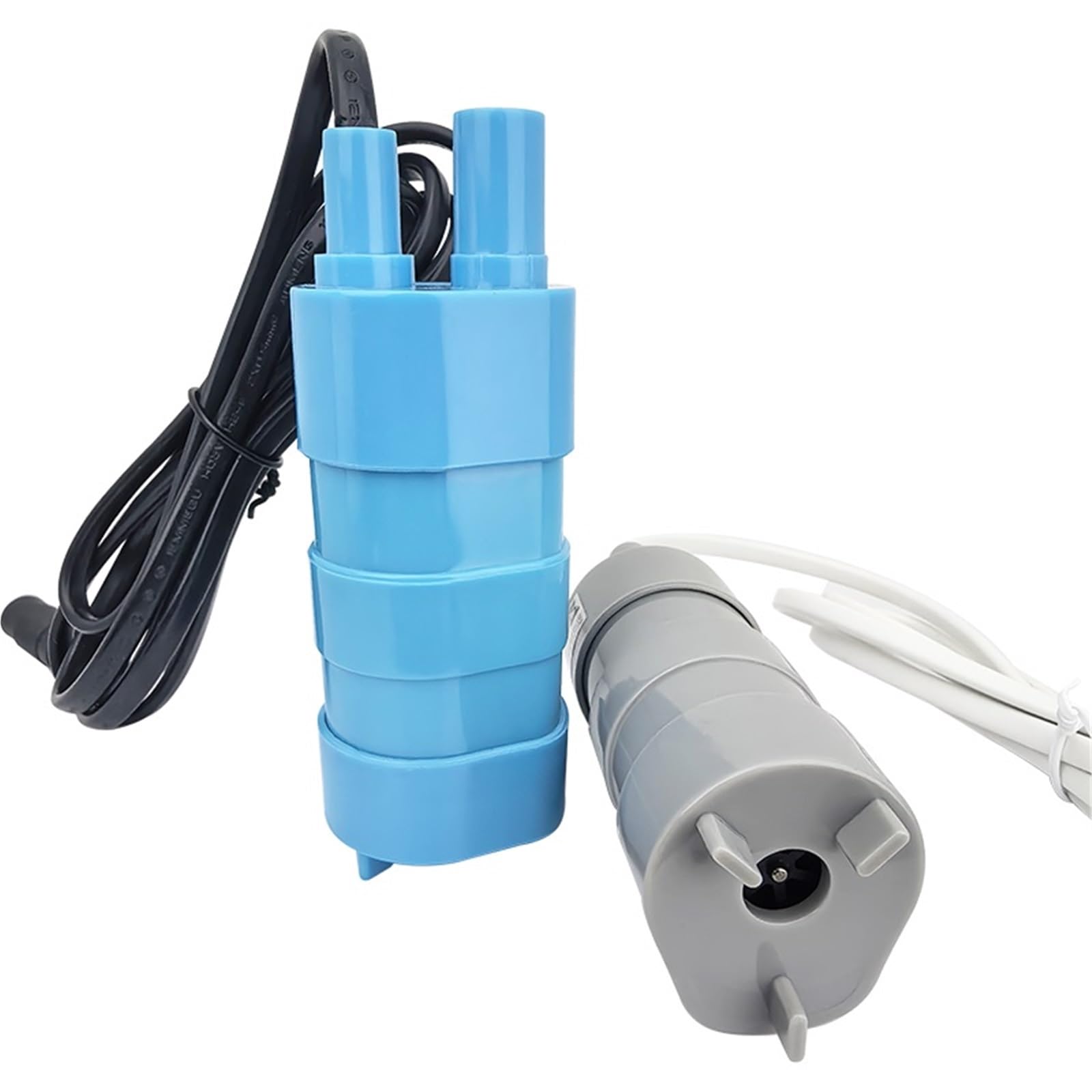 Pompa zanurzeniowa 12 V na prąd stały, 600 l/h, maszyna do prysznica, do cięcia wody, przenośna pompa wodna do basenów rybnych (szara i adapter)