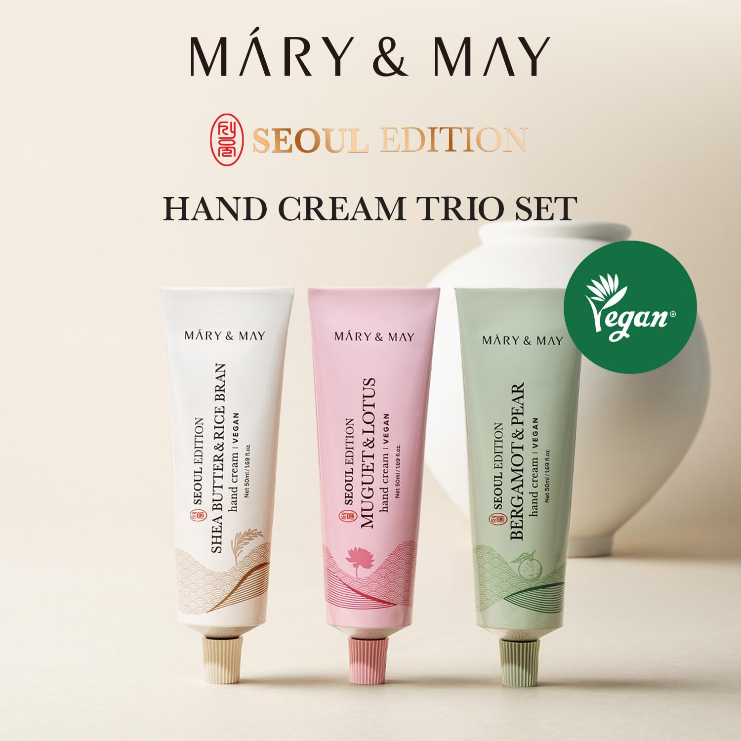 Mary&May SEOUL EDITION Shea Butter & Rice Bran Hand Cream Trio Set - Image 2