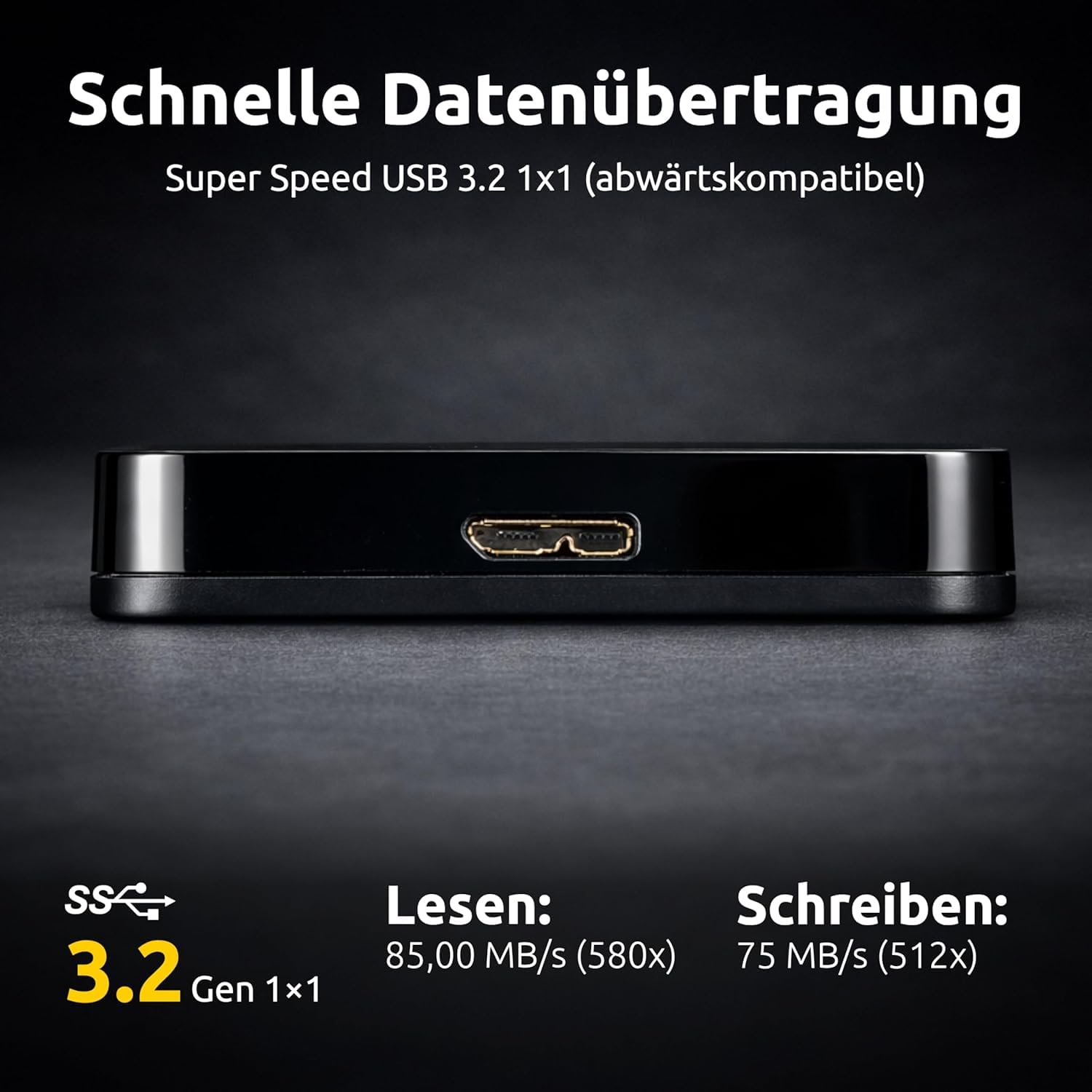 Intenso Hard Drive portatile da 2,5" - Hard Drive esterno con Super Speed USB 3.2 Gen 1x1 - Memoria veloce dal design compatto, 5400 giri/min, 8 MB di cache, Plug & Play, Certified Refurbished, nero