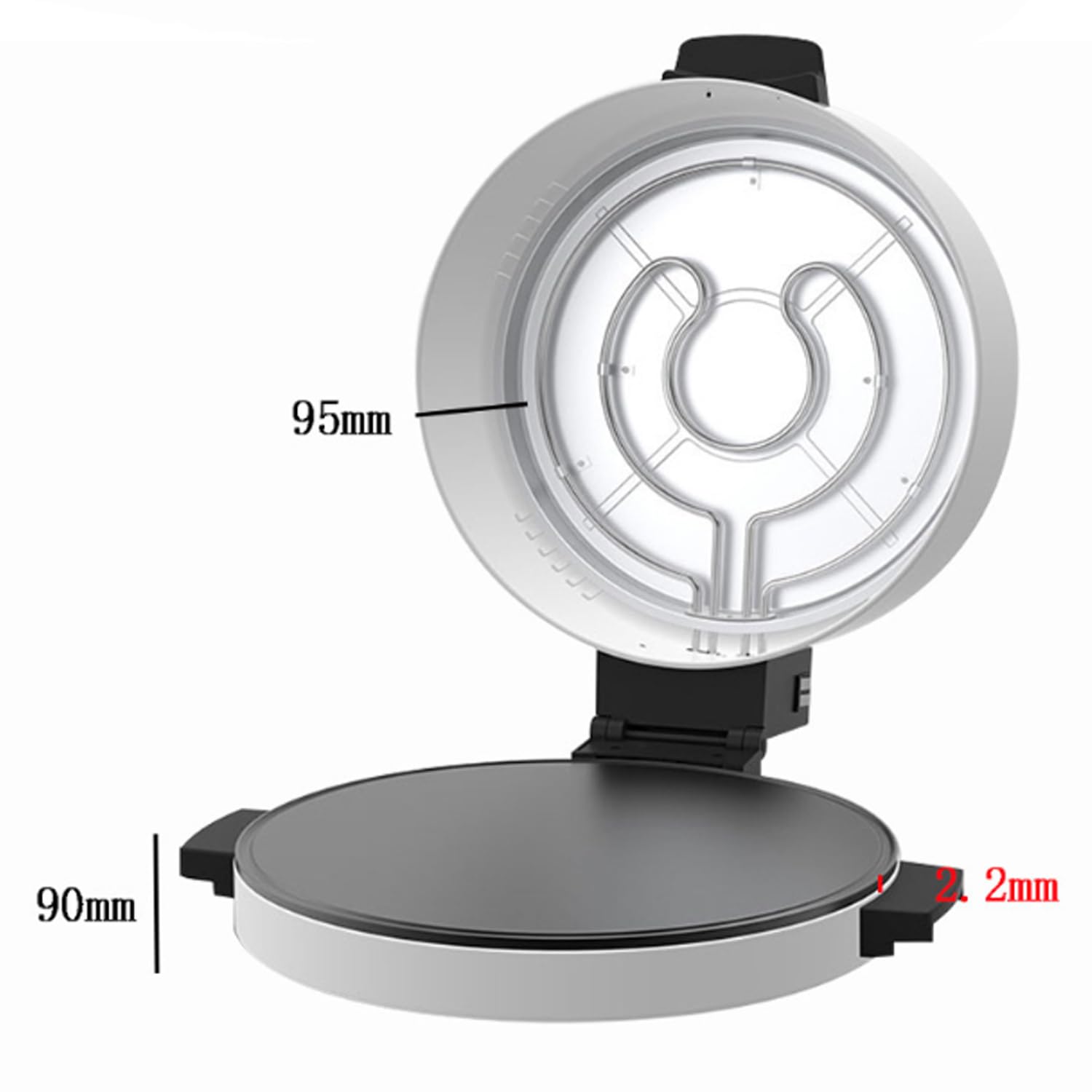 Horno eléctrico Antiadherente de Doble Cara para Pizza, 1800 W, con Luces indicadoras y de Encendido, Placa de cocción de 30 cm, para Pizzas, panqueques, Nachos, Fajitas
