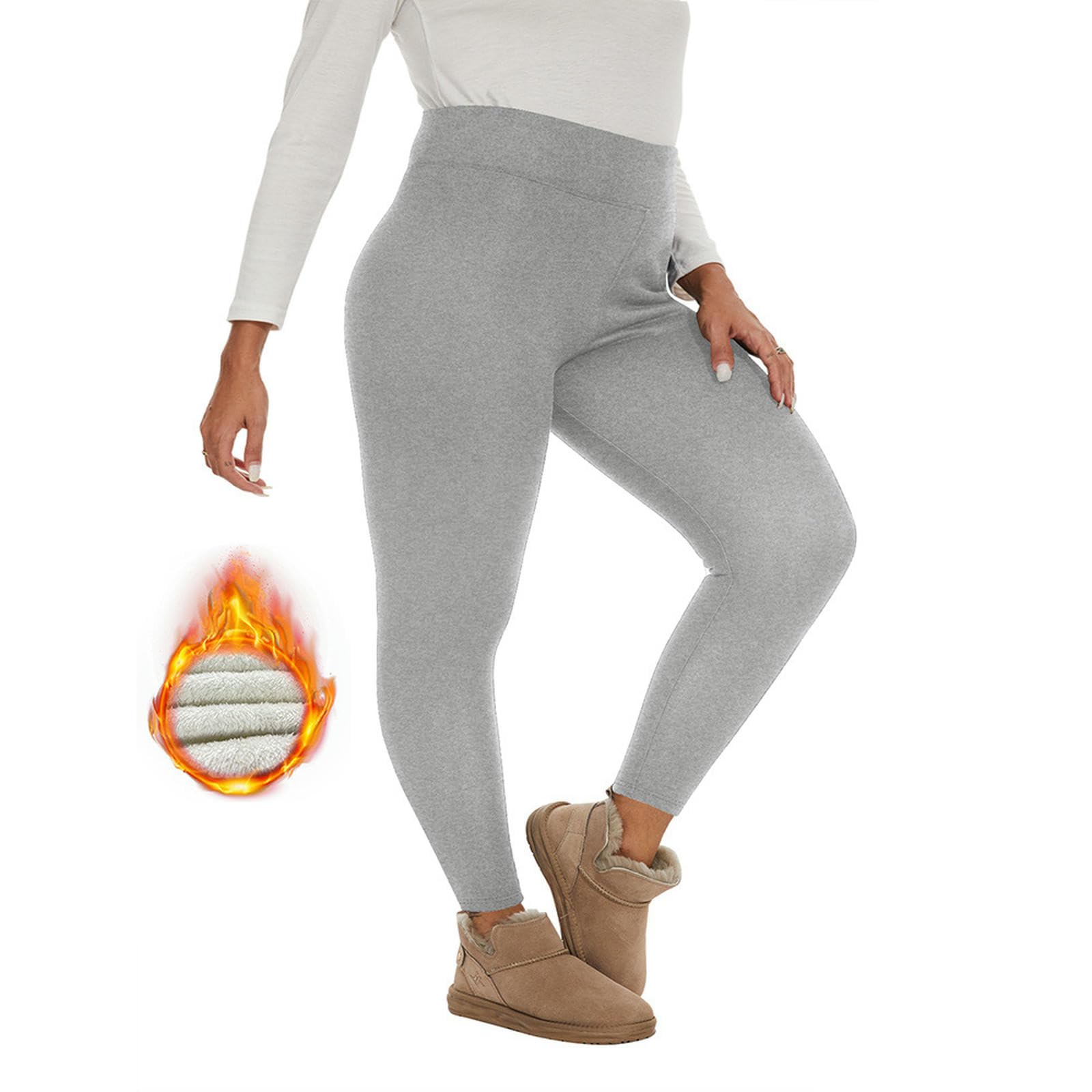 Intimo Termico Leggings in Pile Autunnali E Invernali di Grandi Dimensioni da Donna A Vita Alta Caldo Ispessimento Invernale-borgogna-4xl
