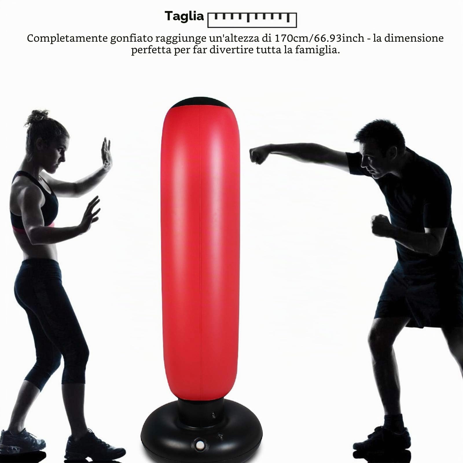 Sacco da boxe autoportante per MMA, Muay Thai, fitness, kickboxing, sacco da boxe resistente, con supporto, per adulti e ragazzi (Senza guanti)