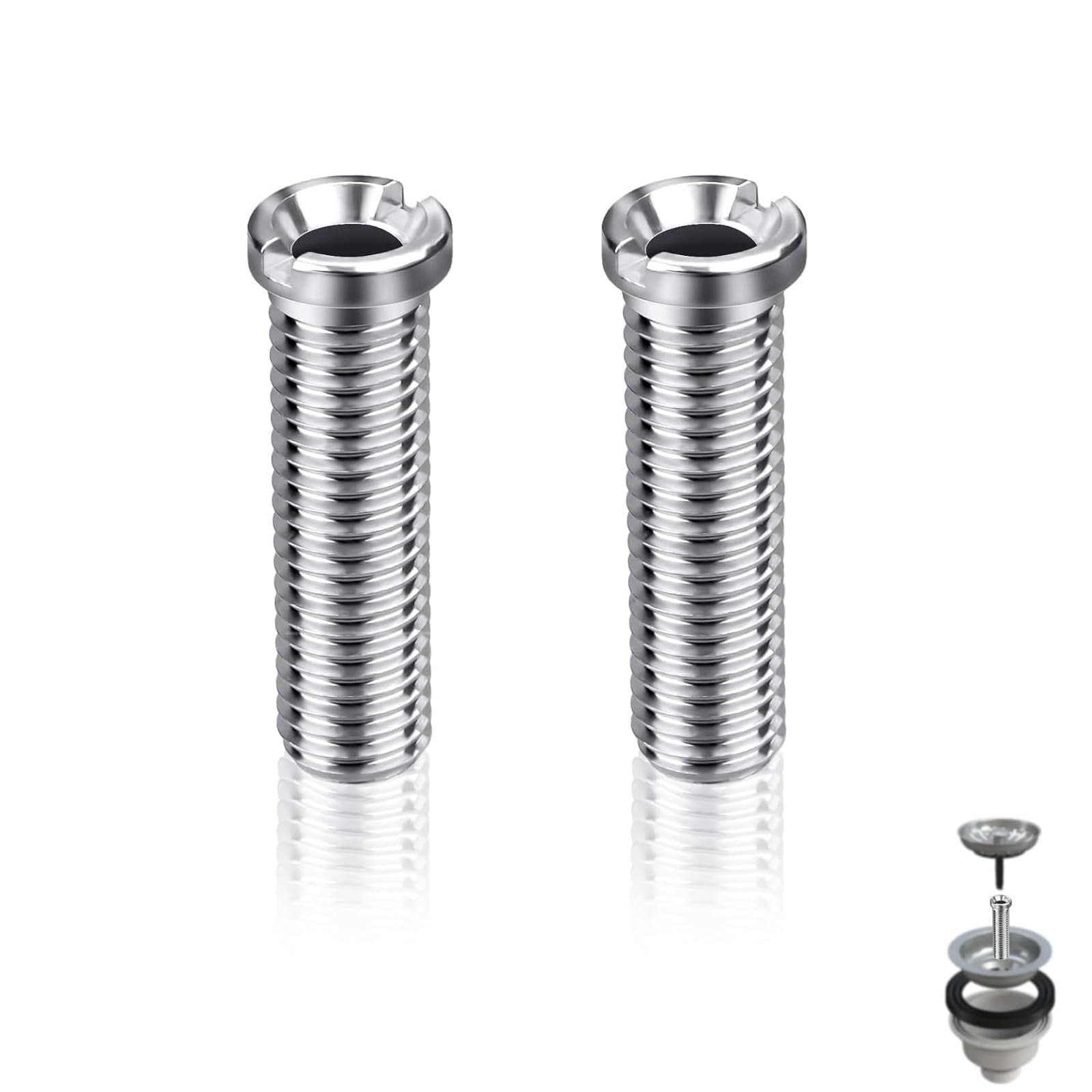 2 Pieces Hollow Screw Sink 45mm Hollow Screw Stainless Steel Drain Strainer for Valve Drains for Kitchen Sink Basket Strainer Drain Valve