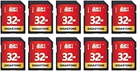 Gigastone 32GB SD Card 10-Pack UHS-I U1 Class 10 High-Speed Full HD Video for Canon, SPYPOINT Tactacam Trail Cameras + 10 Mini Cases
