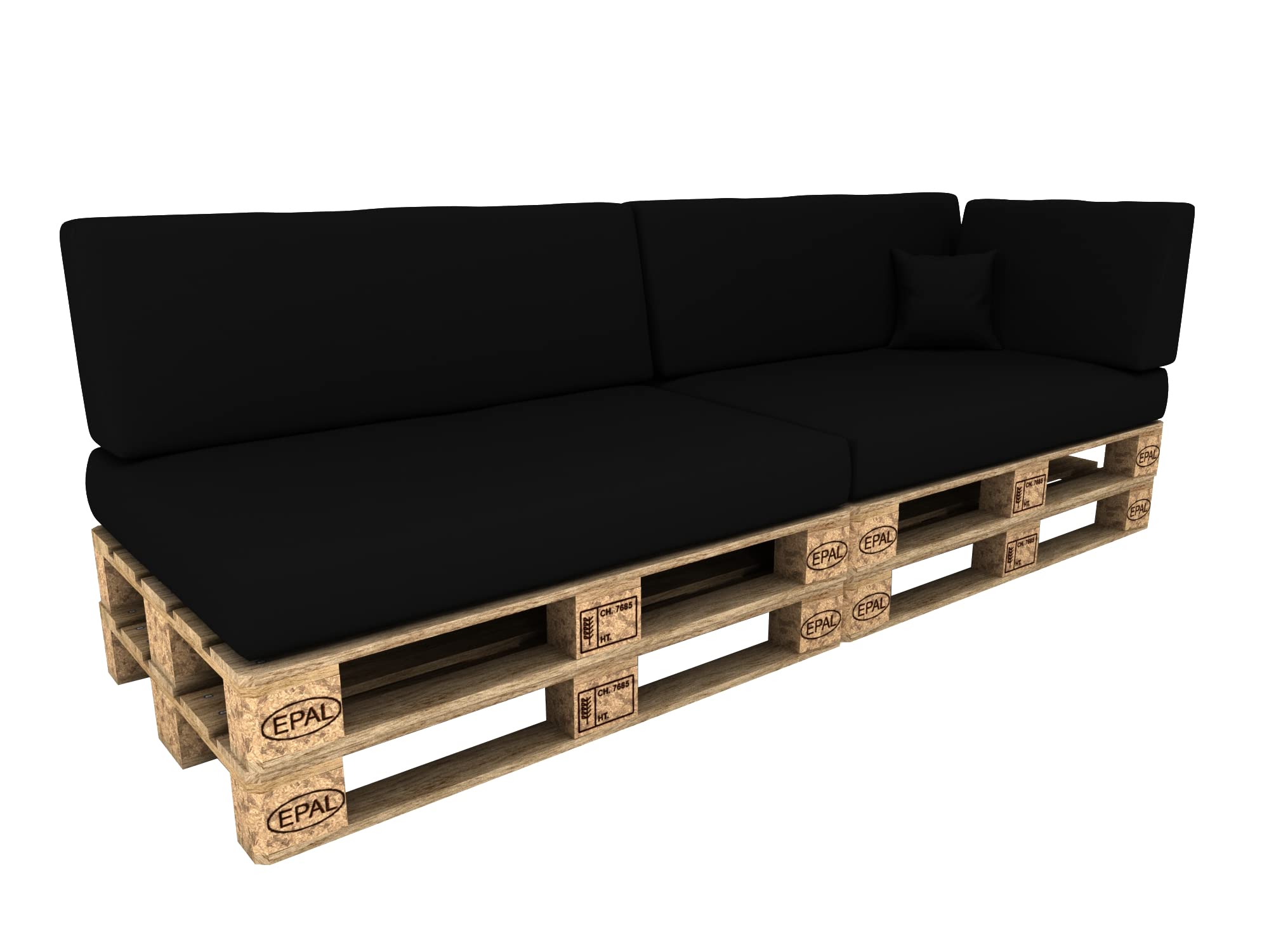 POKAR Euro Pallet Seating Set of 2: 1x seat cushion 120x80cm + 1x back cushion 120x40cm, cold foam, removable covers, Home Garden Furniture DIY, indoor outdoor pillow, without pallets, Beige — view 342