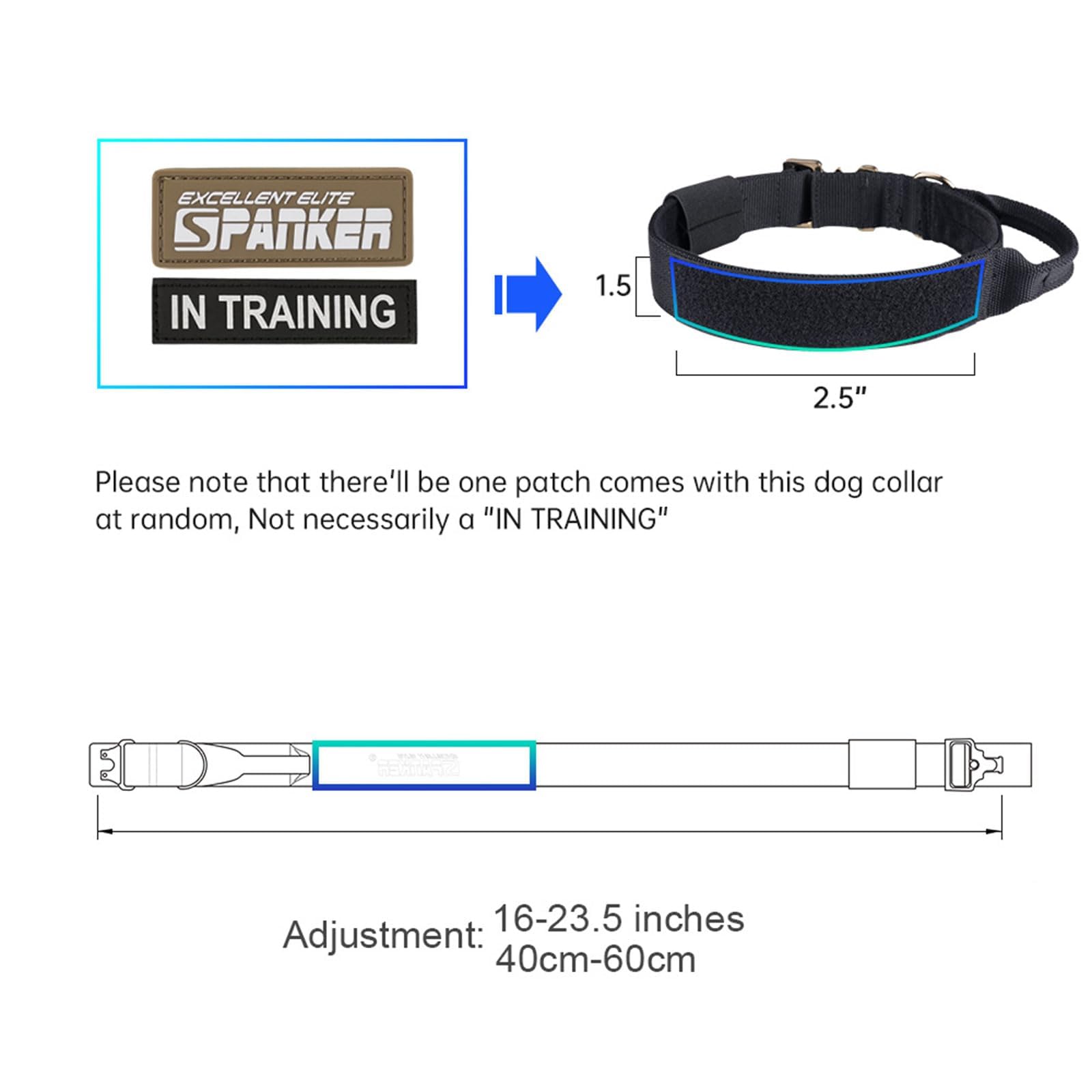 EXCELLENT ELITE SPANKER Milltary Adjustable Dog Collars Tactical Nylon Dog Collar Heavy Duty Dog Collar with Metal Buckle and Control Handle(Army Green) - Image 2