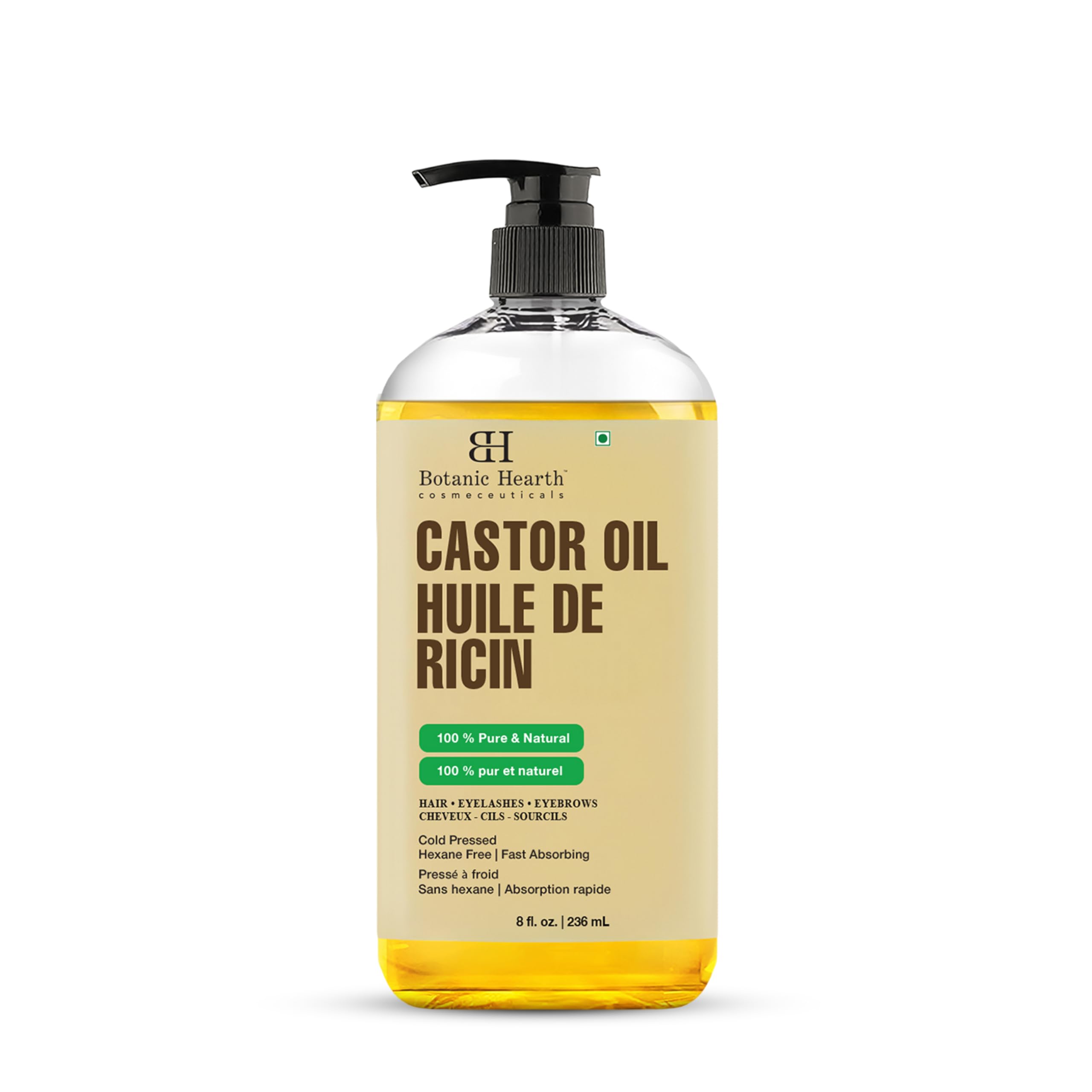 Botanic HearthCastor Oil (Styling Oil, 8 Fl Oz) | Usda Certified Organic | 100% Pure & Hexane Free | Cold Pressed | Promotes Growth For Eyelashes, Eyebrows & Hair