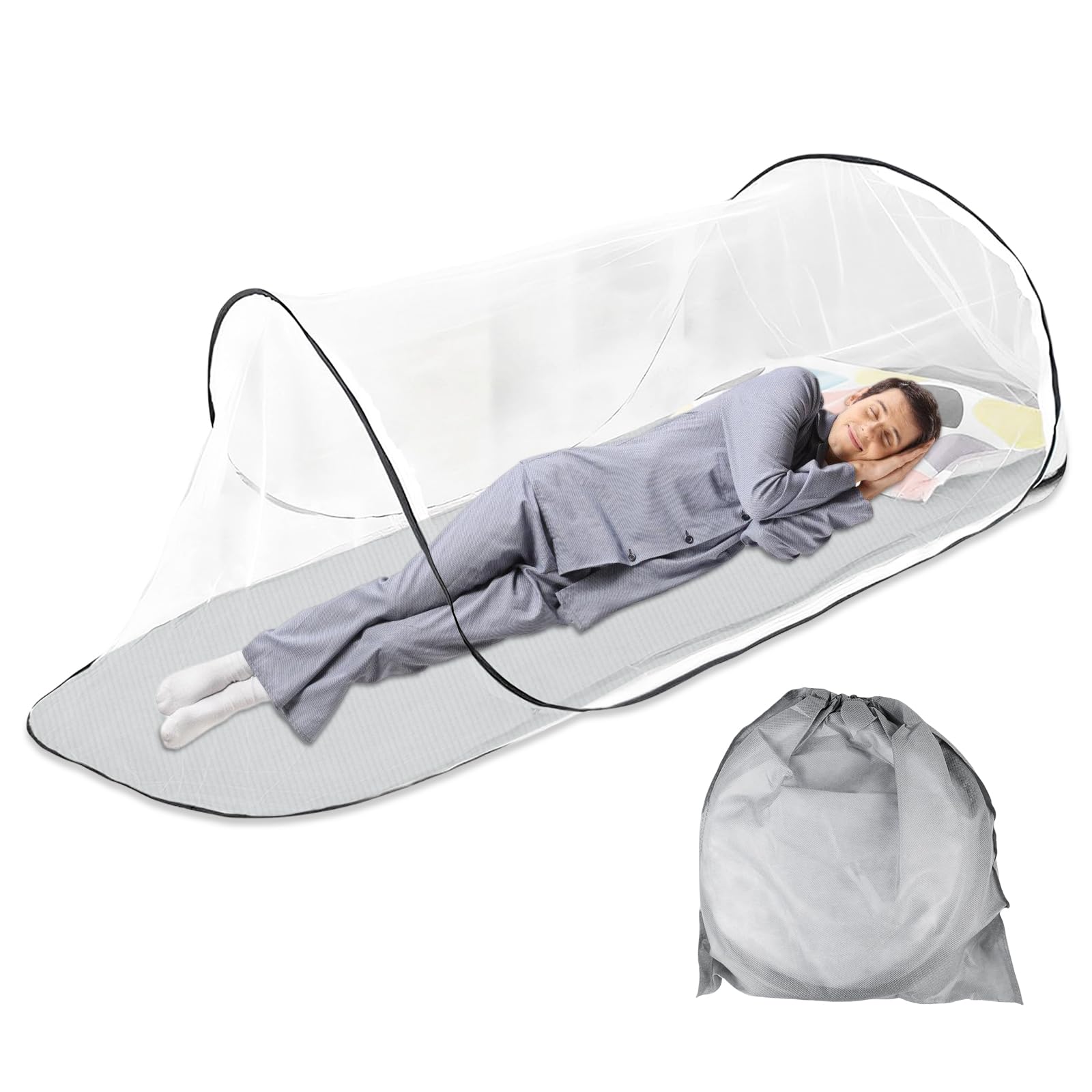 Zanzariera pieghevole, 200 x 80 x 56 cm, zanzariera pop up, ultraleggera, portatile, da campeggio, da viaggio, per la famiglia, per la casa e il campeggio