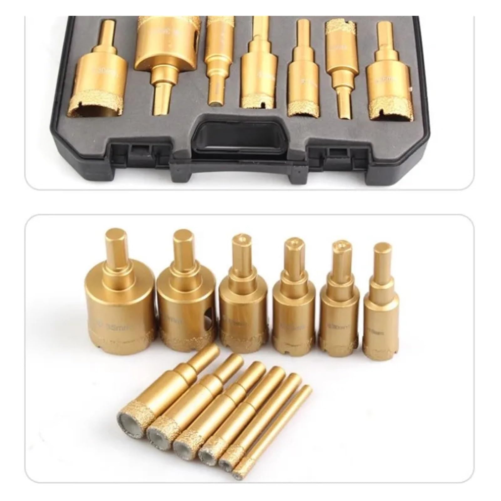 Set da 12 pezzi di punte for carotaggio brasate sotto vuoto in ceramica, granito, marmo, pietra, piastrelle, a tazza for smerigliatrice angolare
