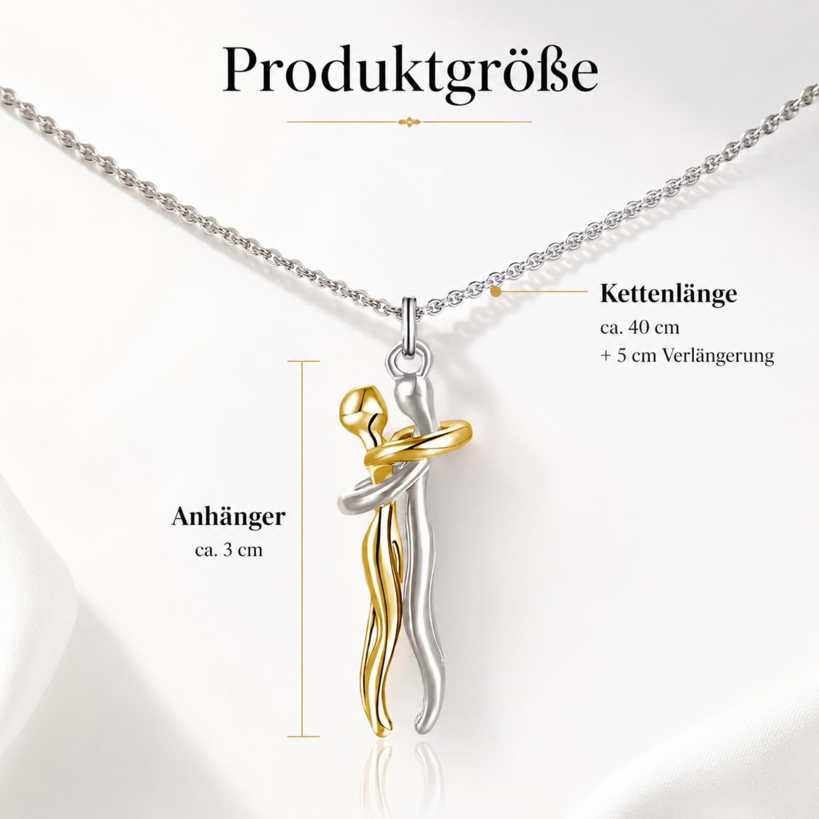 Umarmung Paar Halsketten aus 925 Sterling Silber Liebeselement Partnerkette mit Umarmungsanhänger für Damen und Herren als Geschenk