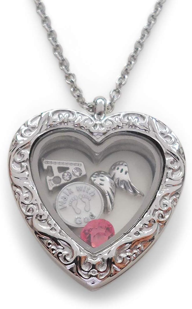 Floating charm locket necklace with personalized charms