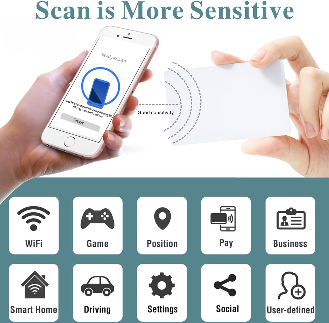 Timeskey NFC Card Ntag215 NFC Tags 200pcs NFC 215 Cards Blank NFC Cards NFC Business Card NFC 215 Tags NFC Chips 504 Bytes of Memory Suitable for All Mobile Devices That Support NFC
