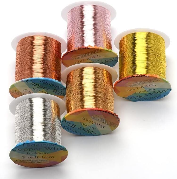 Floristendraht, massiver, farbechter Kupferdraht, anlaufgeschützter Perlendraht, DIY-Handwerk, Armband, Halskette, Kordel, Schnur, Schmuckherstellung, Zubehör, Floristikdrähte (Farbe: D, Größe: 0,8 mm