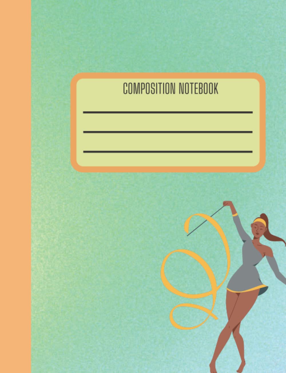 iTrend Composition book: Rainbow glitter shimmer with ribbon dancer blank ruled subject notebook, 150 pages, softcover. Unique pastel design for fun learning and writing, (Orange green)