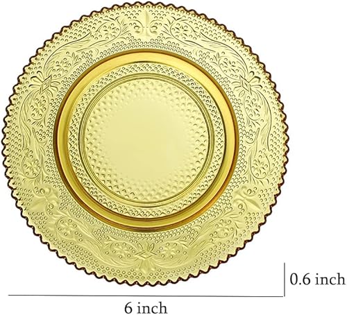 Miniatura 2 de Sizikato 4 platos de cristal ámbar con borde de encaje, plato de postre de frutas secas de 6 pulgadas para el hogar y KTV