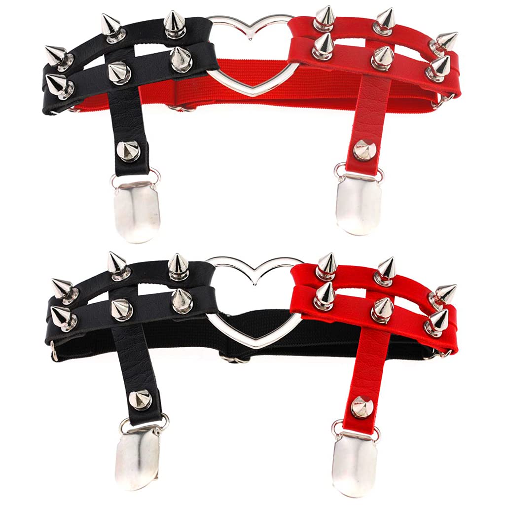 Adjustable Leg Garter With Anti-Slip Clips Elastic Thigh Ring Garter Kawaii Punk Rock Cute for Women and Girls